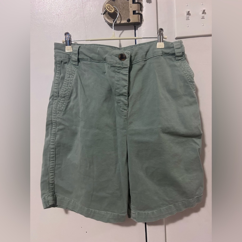 Boden Relaxed High-Rise Bermuda Shorts in Sage Green